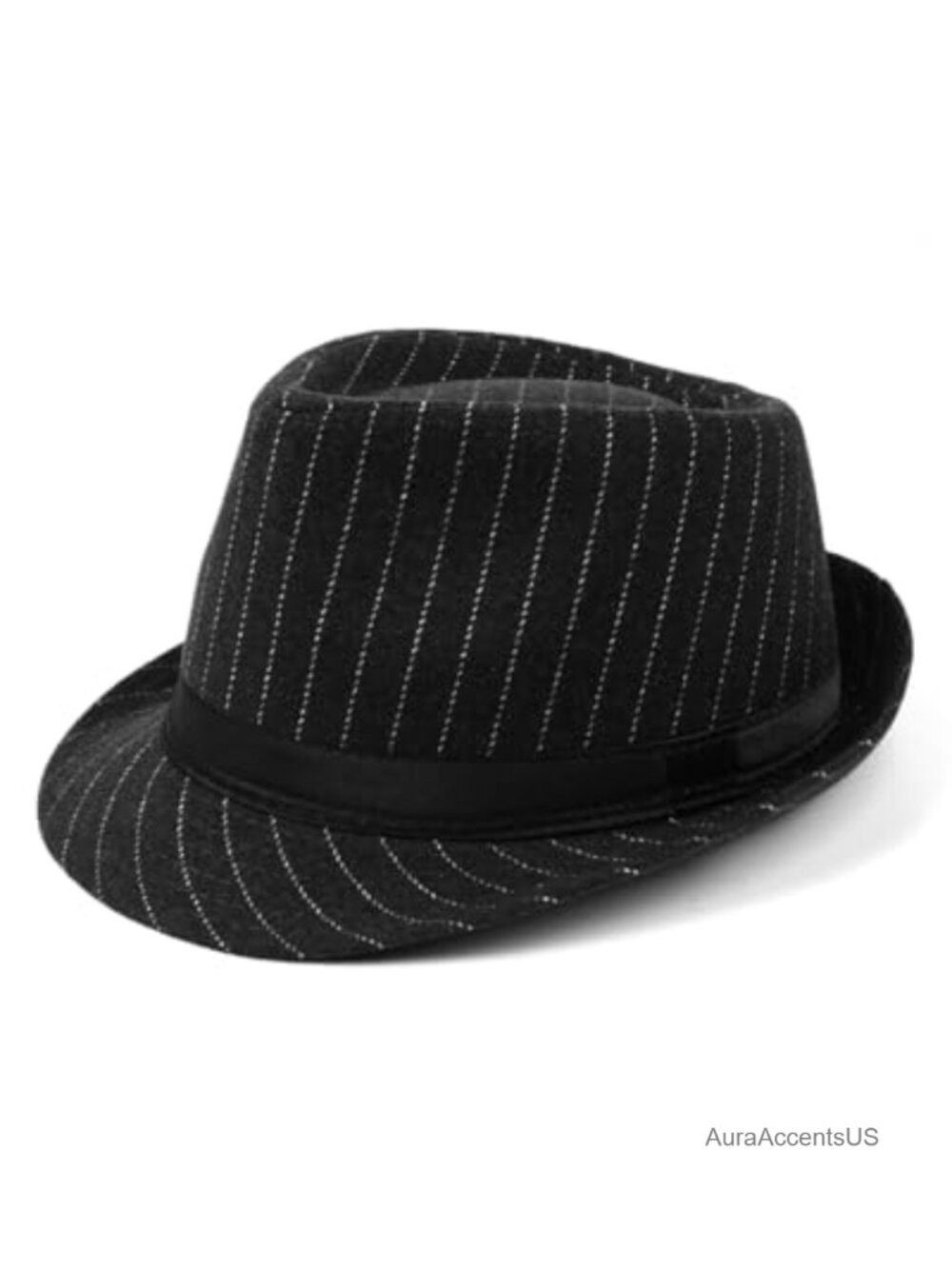 Wool Blend Trilby Fedora Hat Short Brim Pinstripe Dress Hat